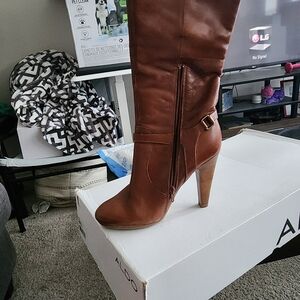 Aldo Black Heeled Knee High Boots